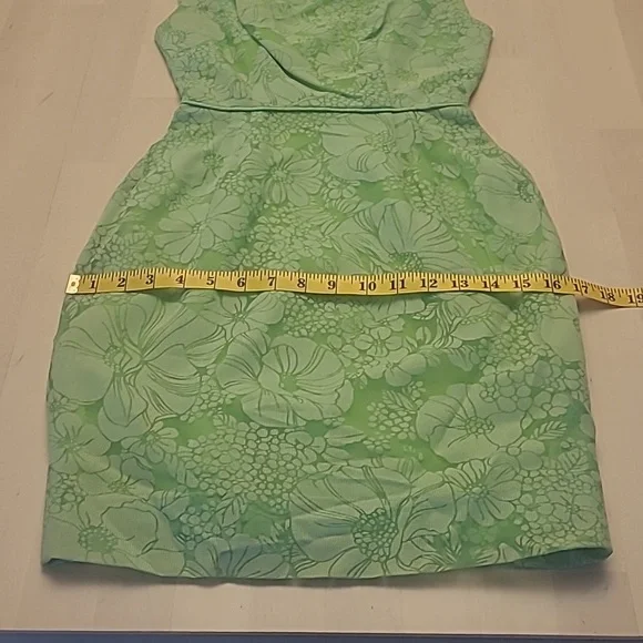 LIKE NEW VTG 1960s Handmade Mod Bright Green Go-go Floral Print Mini Dress - Picture 7 of 17